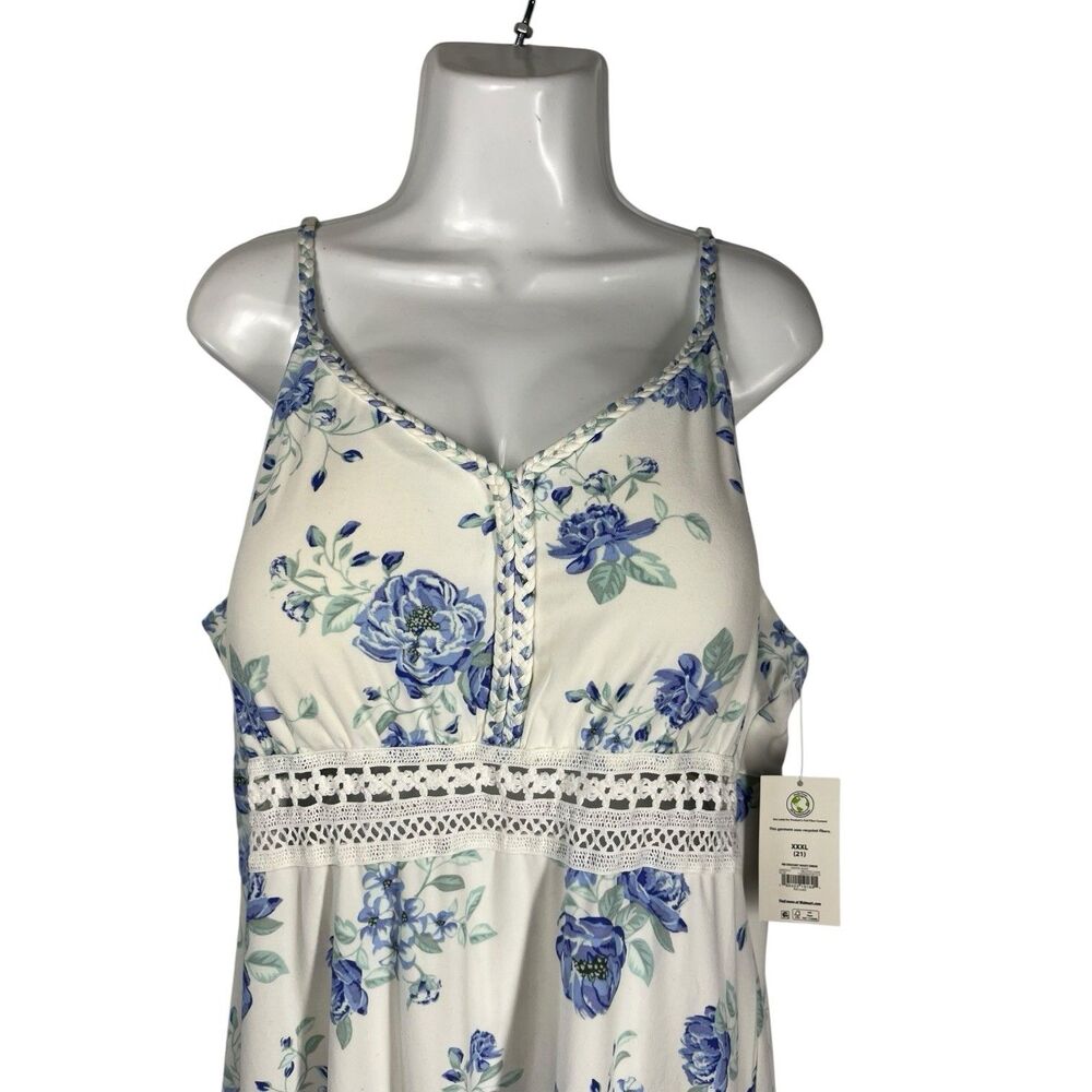 No Boundaries Women XXXL 21 Crochet Waist Floral Sundress Blue White Mini NWT - Picture 4 of 8
